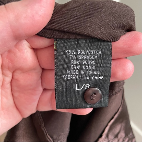 Vintage Y2K Brown Satin Button Down Long Sleeve Top Size Large Old Money - Picture 7 of 8